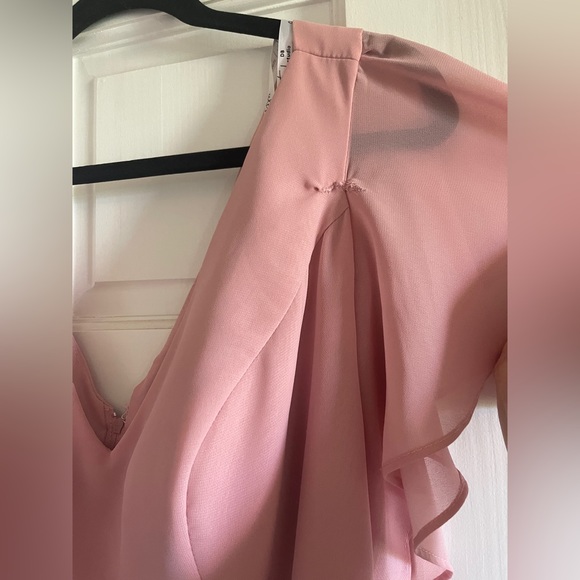 David’s Bridal flutter sleeve bridesmaid dress with cascade - Picture 4 of 5